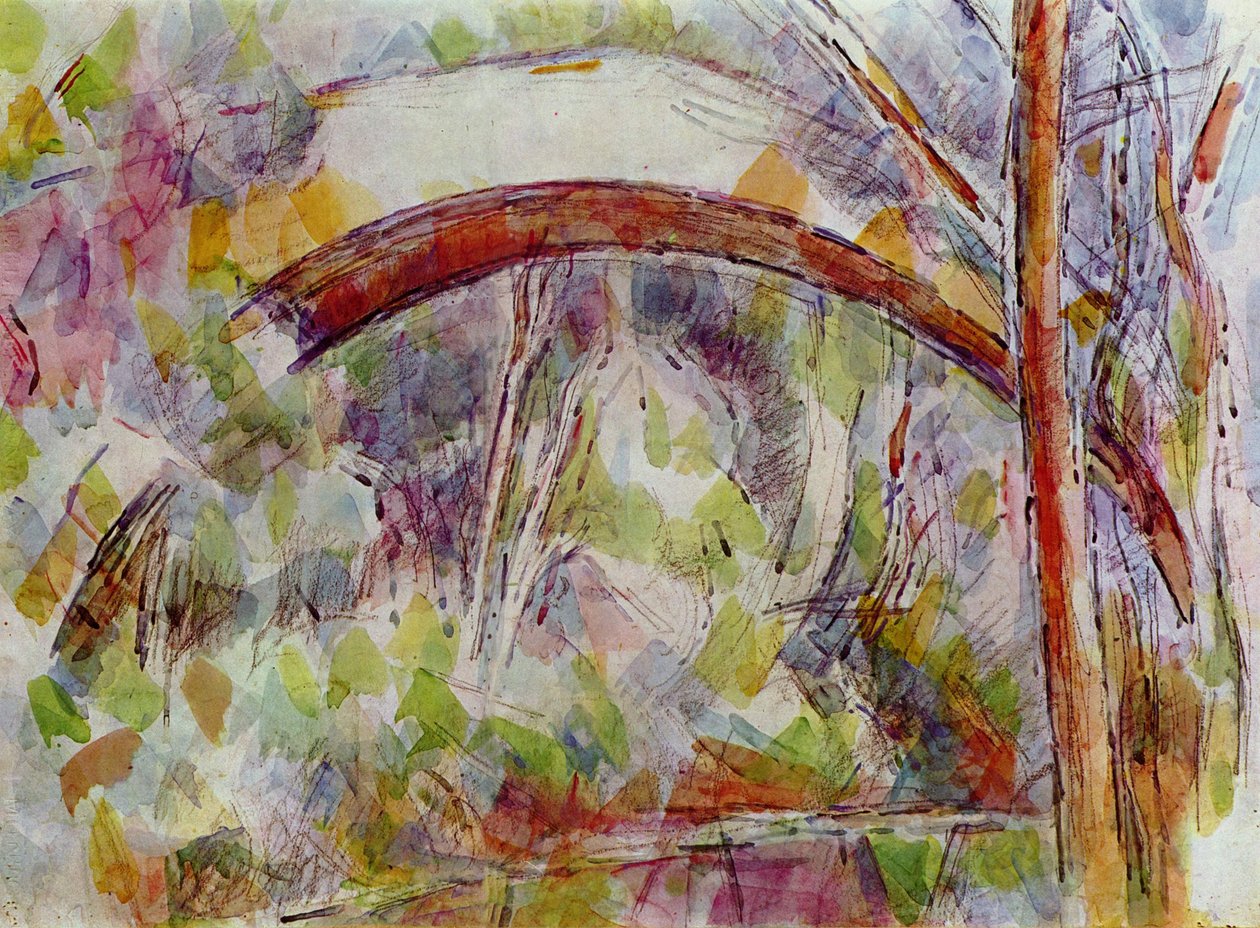 Fluß bei der Brücke der drei Quellen av Paul Cézanne