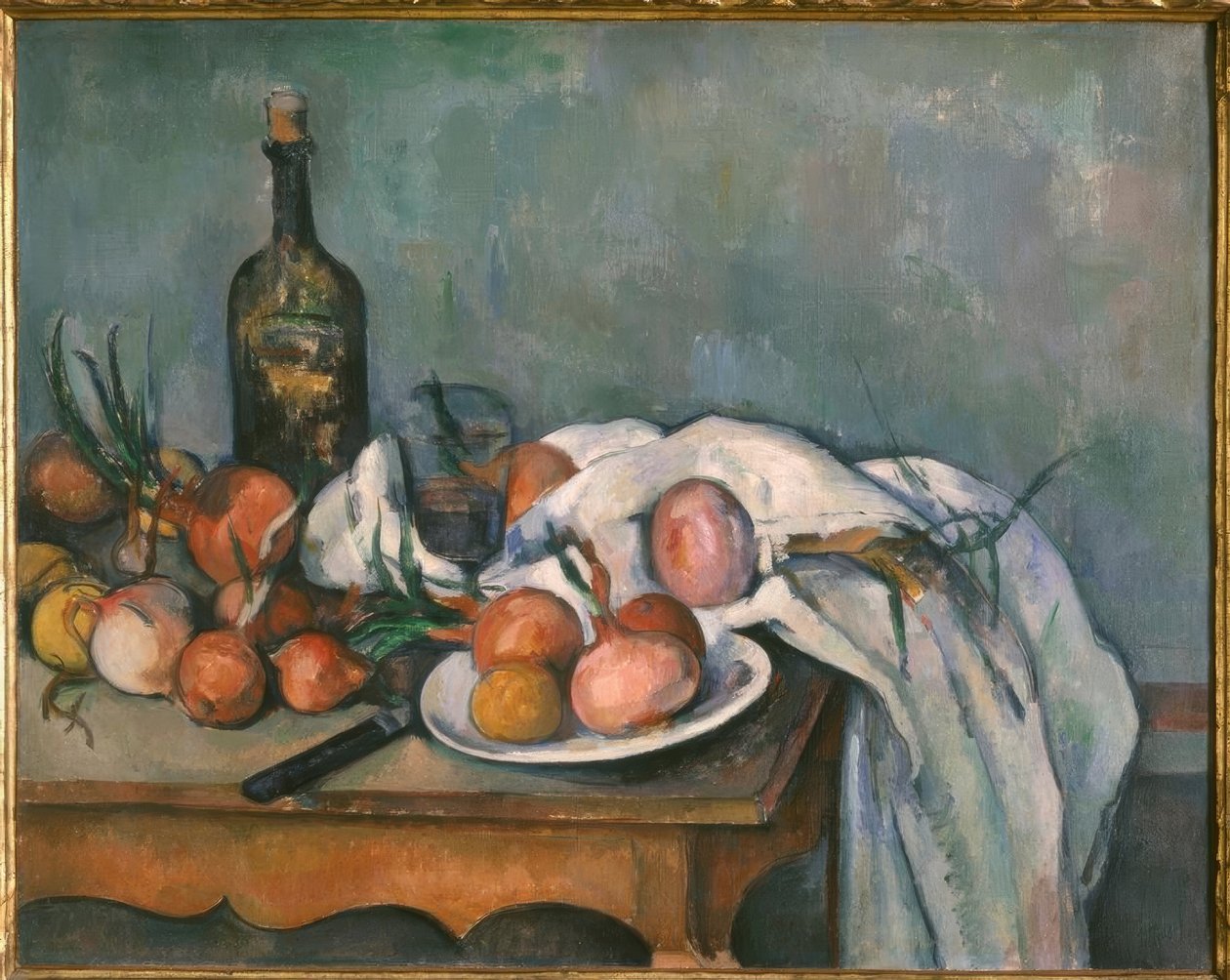 Stilleben med lök av Paul Cézanne