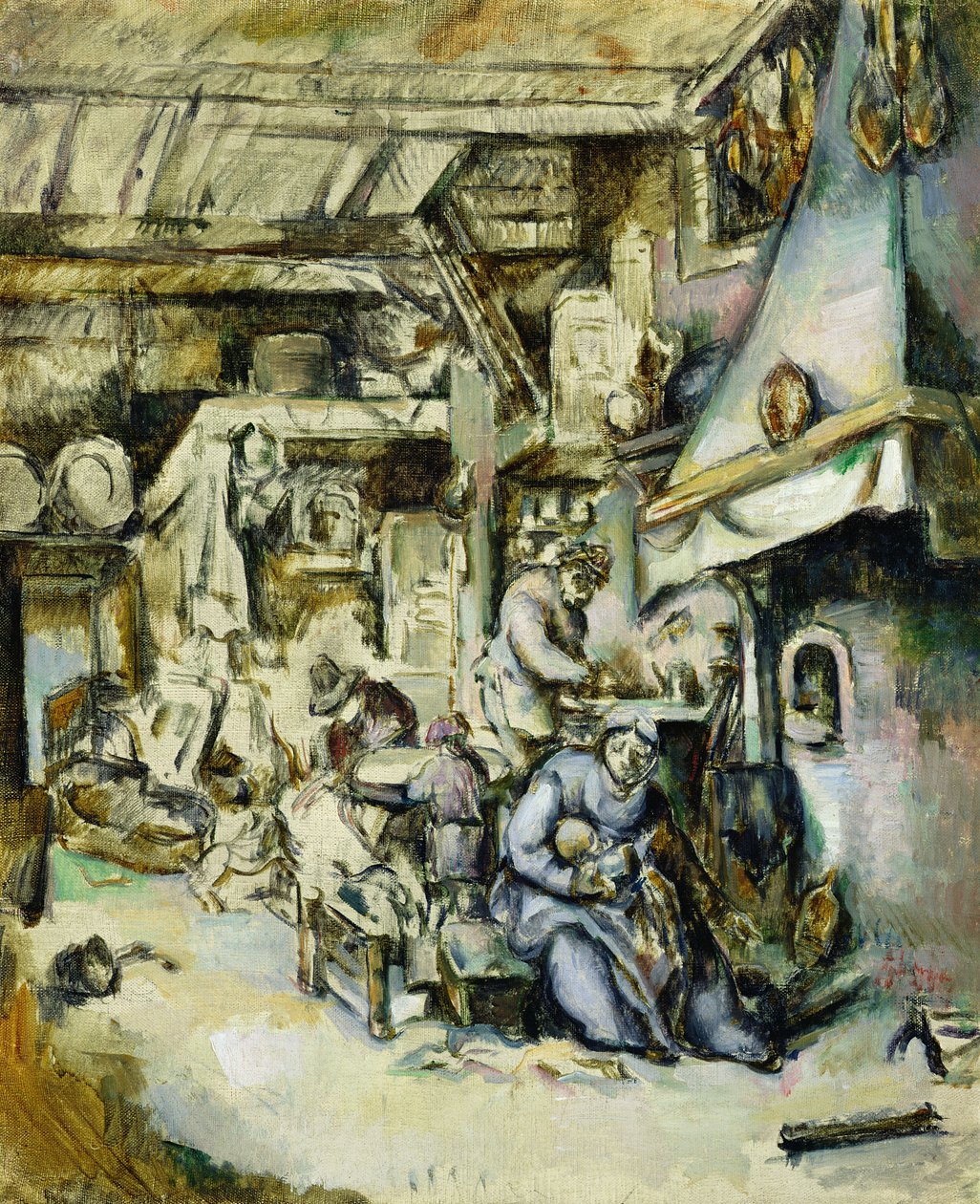 Bondefamilj i en interiör, målad efter en etsning av Adrian van Ostade (1610-1685) av Paul Cézanne