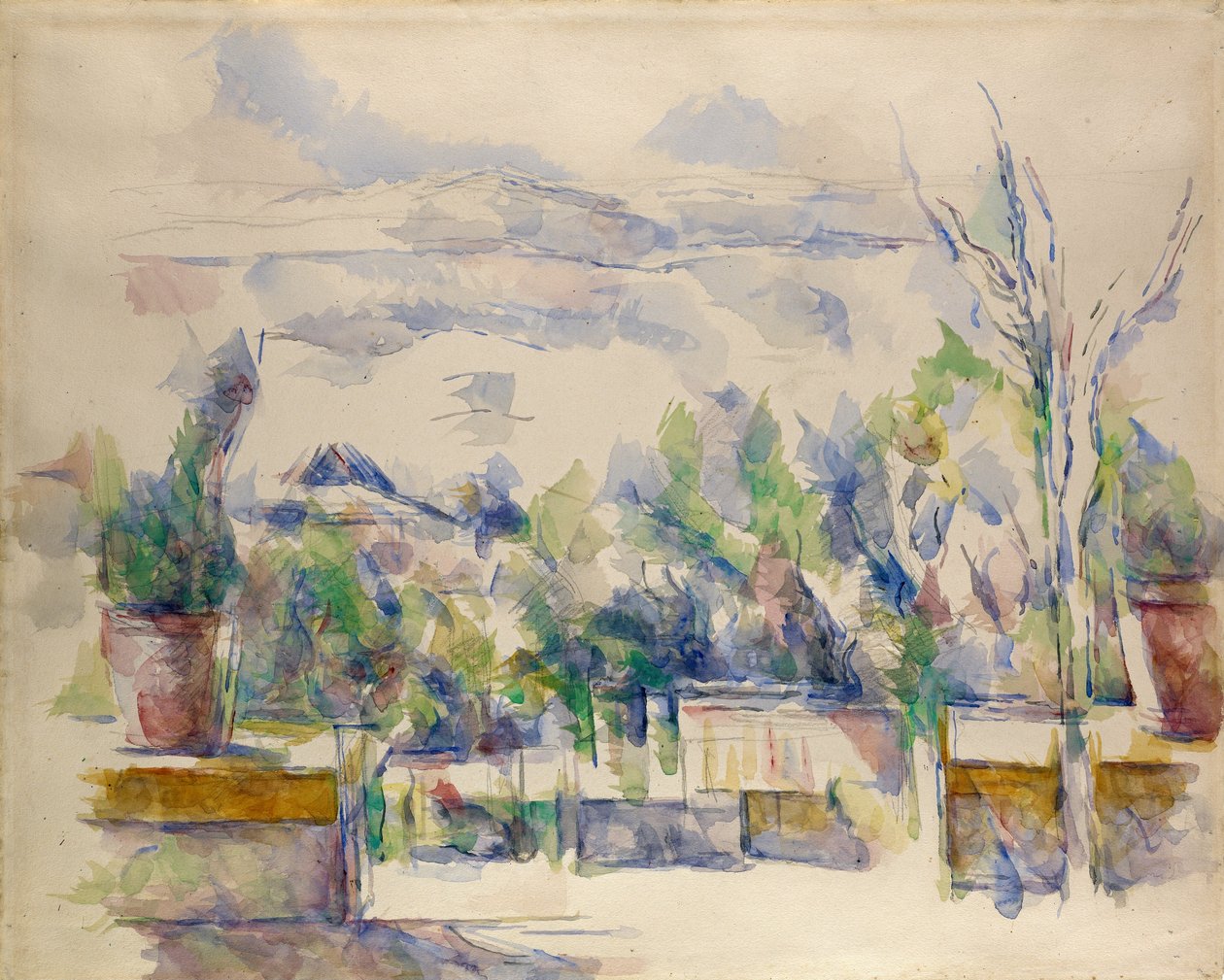 Terrassen i trädgården vid Les Lauves av Paul Cézanne