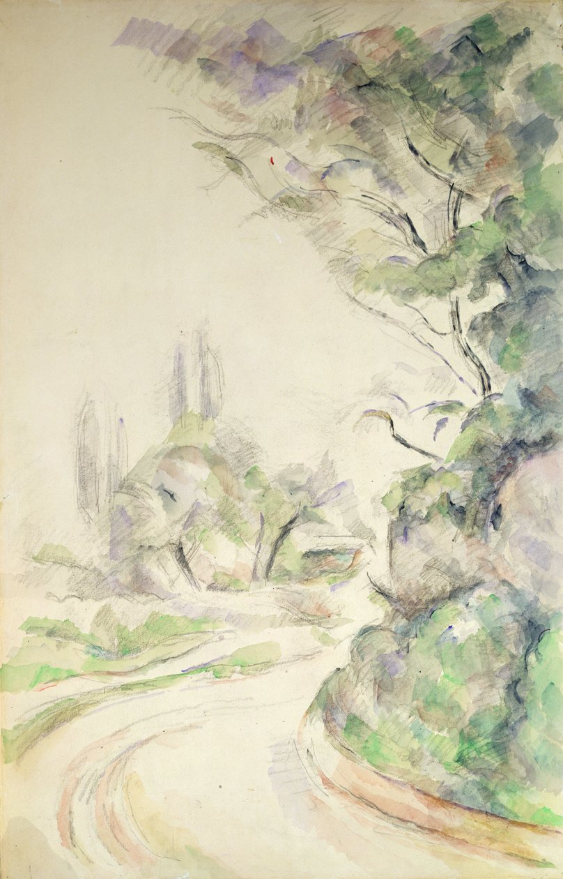 Den slingrande vägen, ca 1900-06 av Paul Cézanne