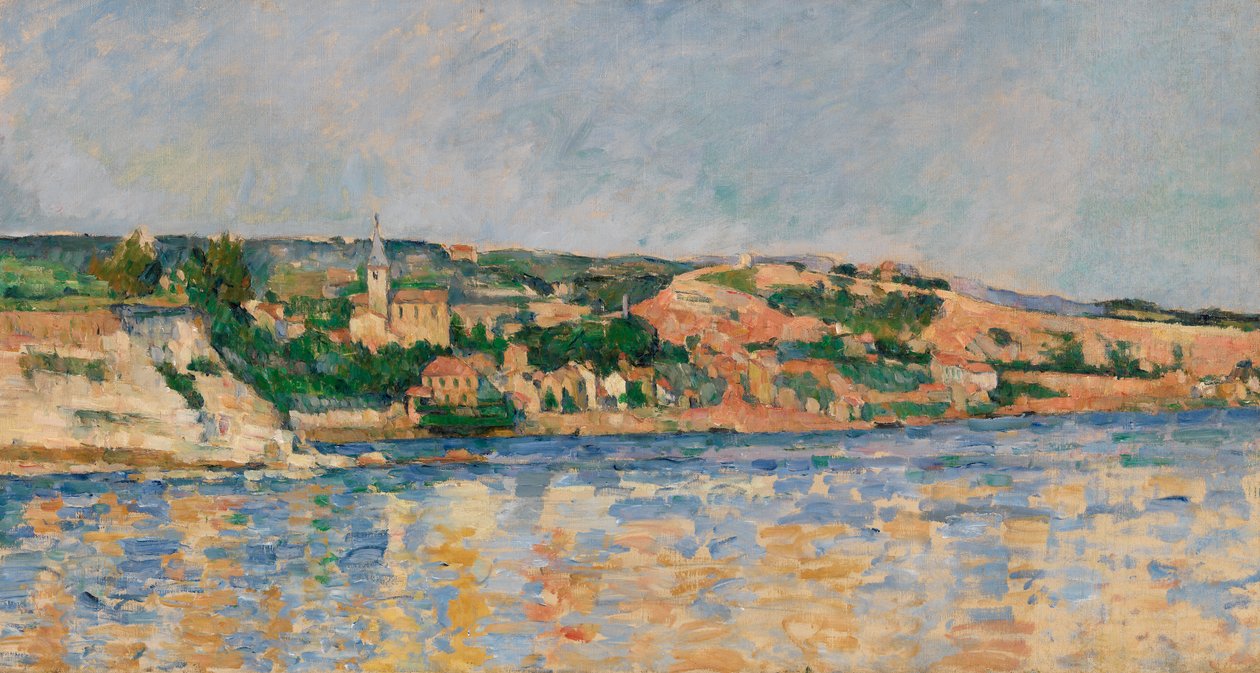 Village at the Waters Edge, c.1876 av Paul Cézanne