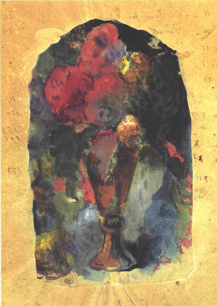 Blumenvase nach Delacroix av Paul Gauguin