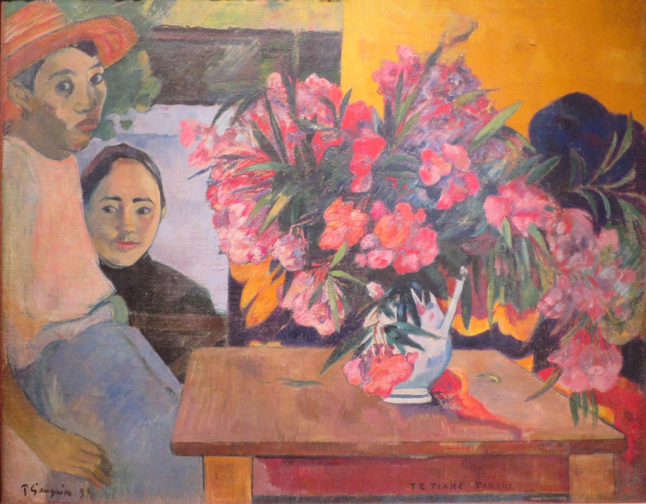 Großer Blumenstrauß mit tahitischen Kindern  av Paul Gauguin