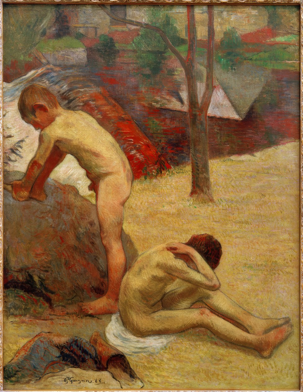 Unga bretonska badgäster av Paul Gauguin