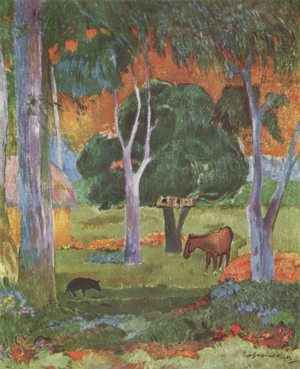 Landskap på La Dominique av Paul Gauguin