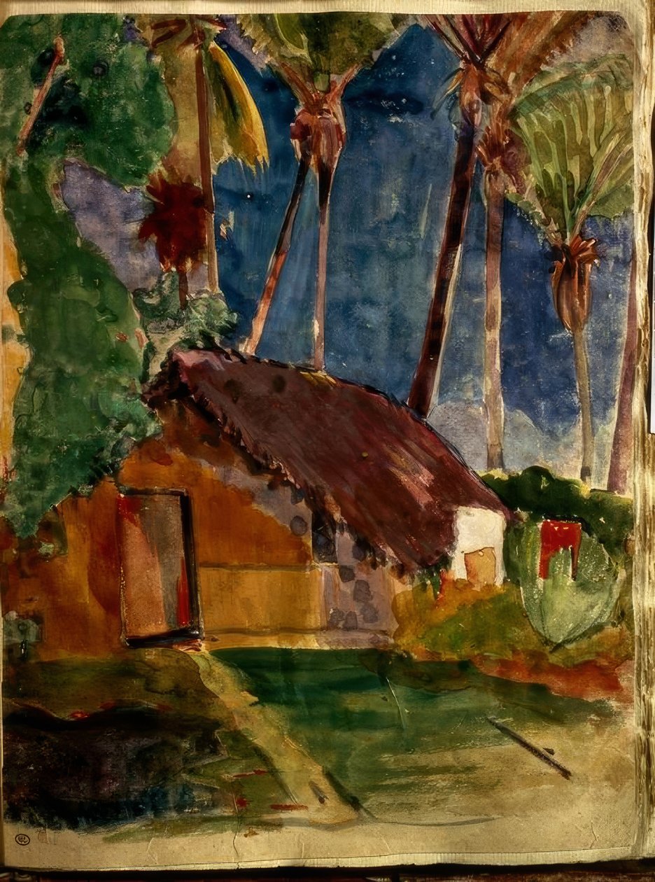 Landskap på Tahiti av Paul Gauguin