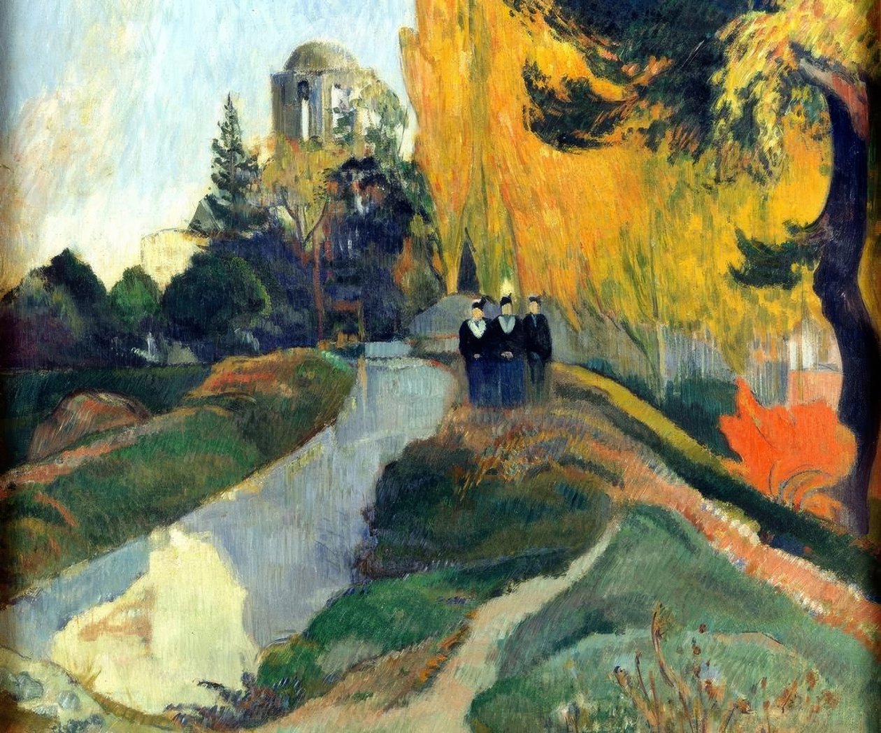 Les Alyscamps (Landskap eller The Three Graces at the Temple of Ven av Paul Gauguin