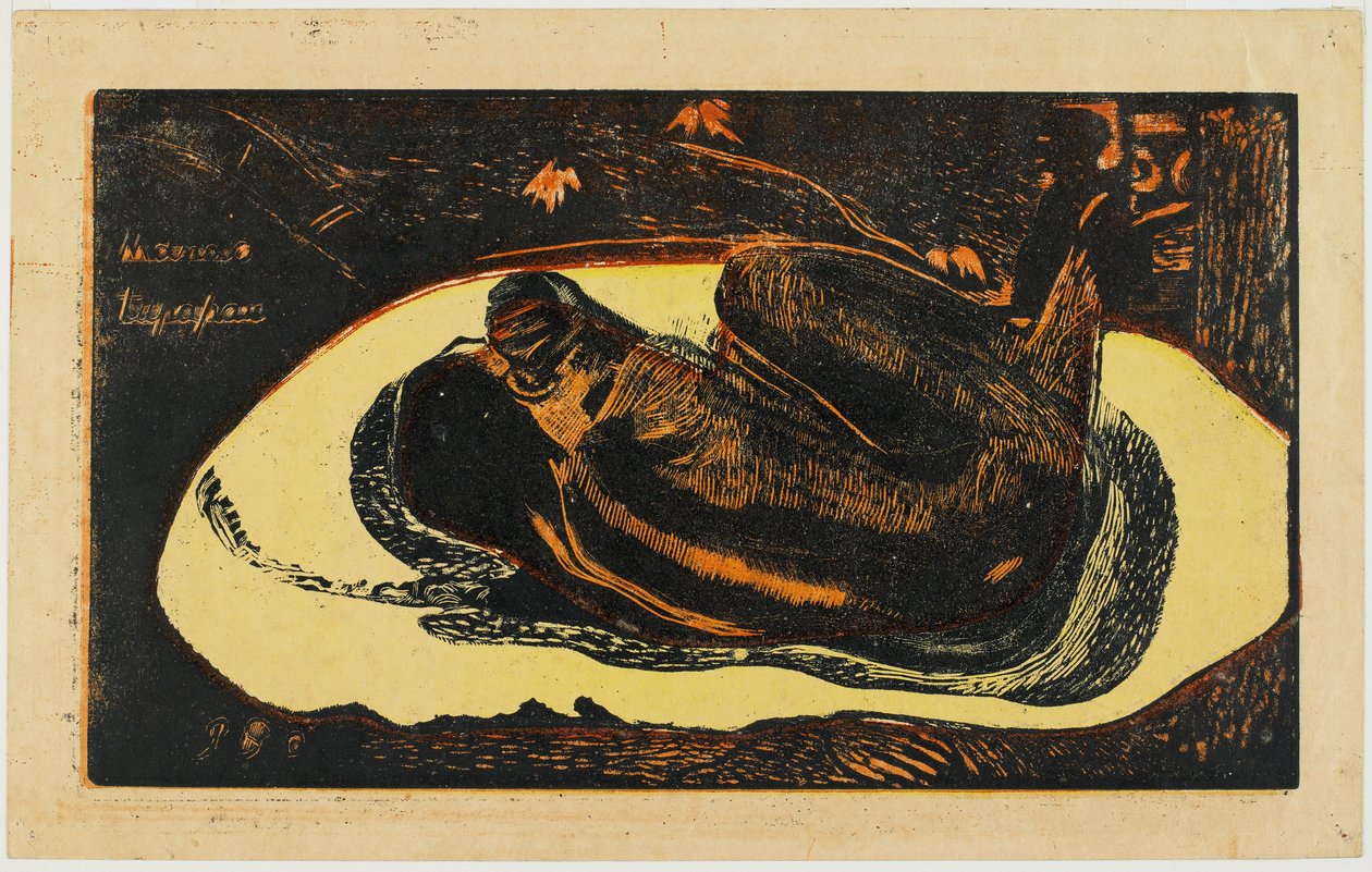 Manao Tupapau, 1894 (träsnitt i färg) av Paul Gauguin