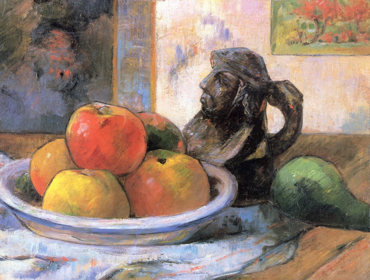 Stilleben mit Äpfel, Birne und Krug av Paul Gauguin
