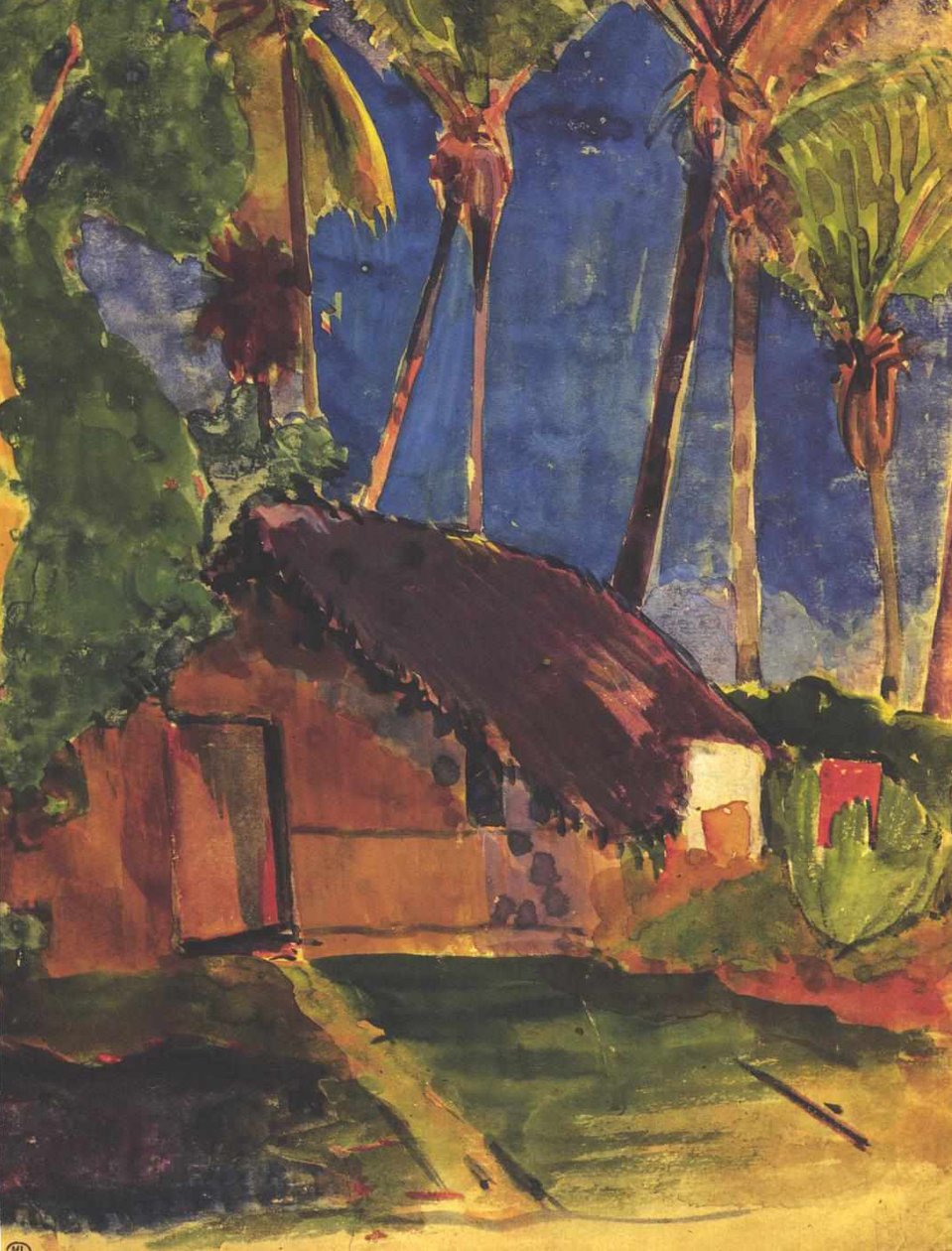 Strohhütte unter Palmen av Paul Gauguin
