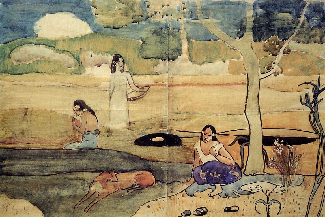 Tahitisk scen av Paul Gauguin