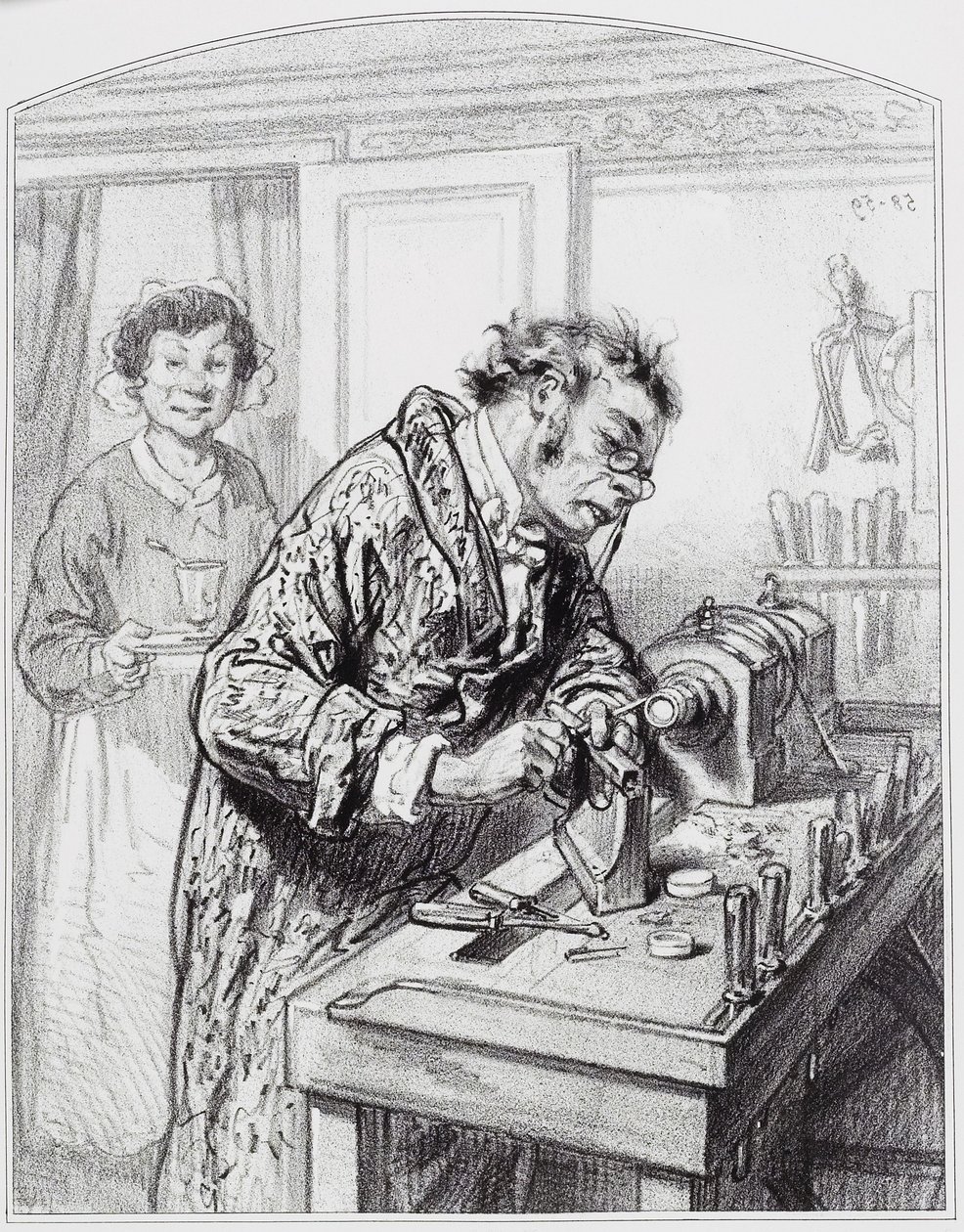 Le tour, skylt 14 från Les Toquades, 1858 av Paul Gavarni