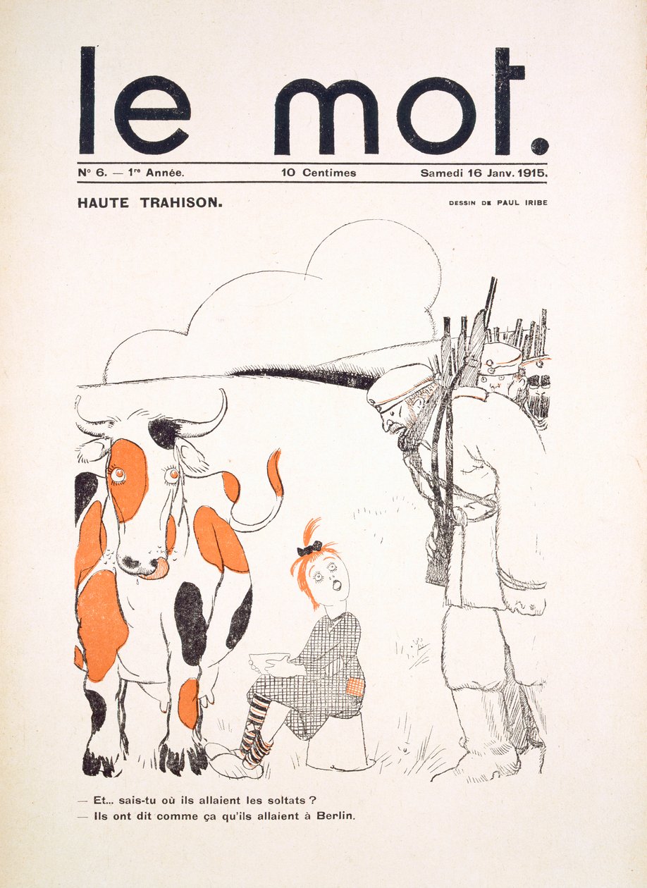 Framsida av "Le Mot", januari 1915 av Paul Iribe