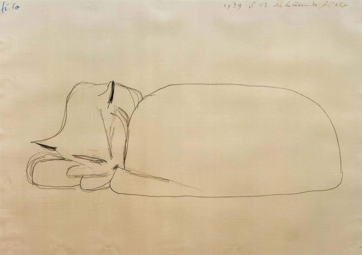 Slumrande katt av Paul Klee