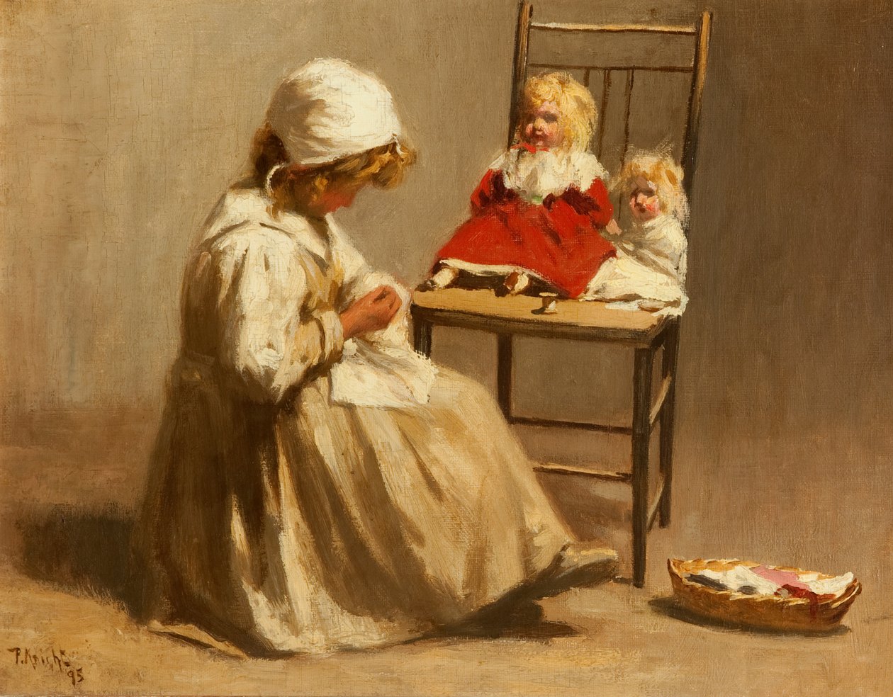 En flicka med sina dockor, 1895 av Paul Knight