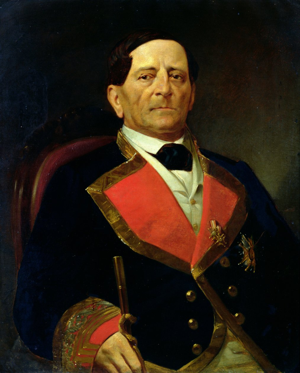 Porträtt av Antonio Lopez de Santa Ana (1794-1876), ca 1858 (olja på linne) av Paul LOuvrier