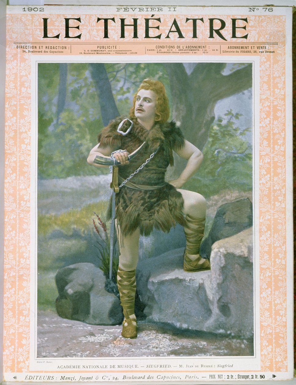 Framsida av tidningen "Le Theatre" med Jean de Reszke (1850-1925) som Siegfried i Wagners "Siegfried", 11 februari 1902. av Paul Nadar