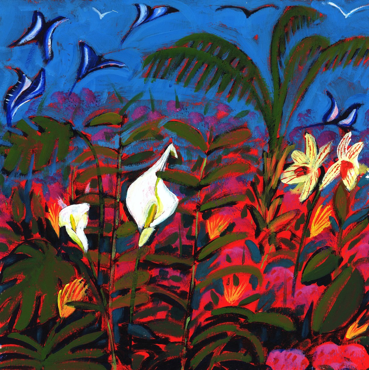 Exotic Garden, 2008 (akryl på tavla) av Paul Powis