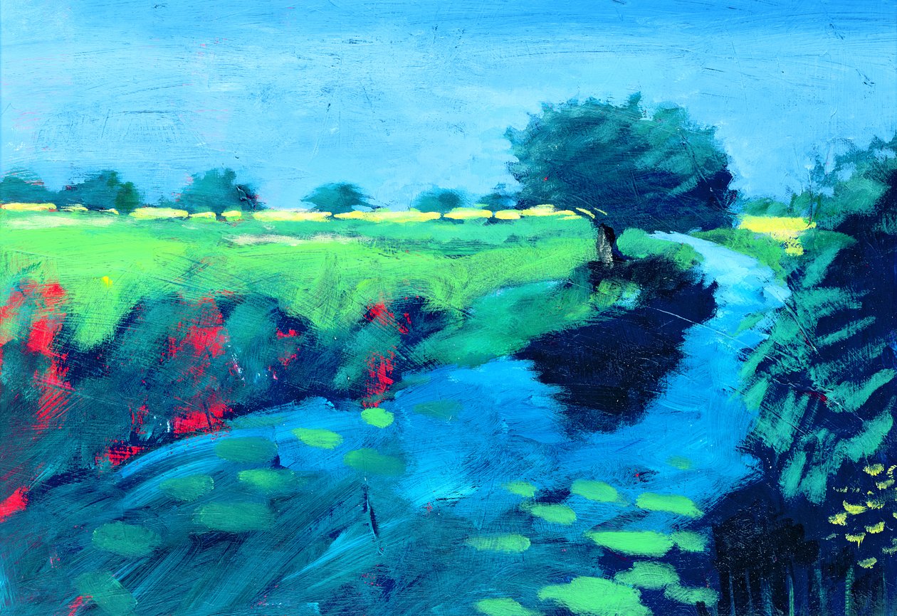 River (akryl på kort) av Paul Powis