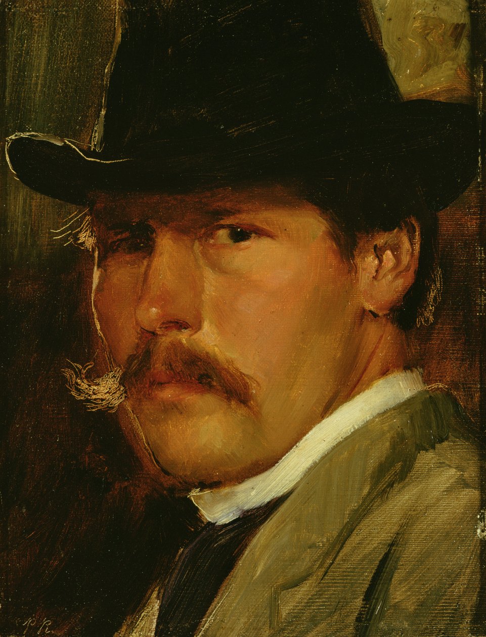 Självporträtt i hatt, 1900 av Paul Raud