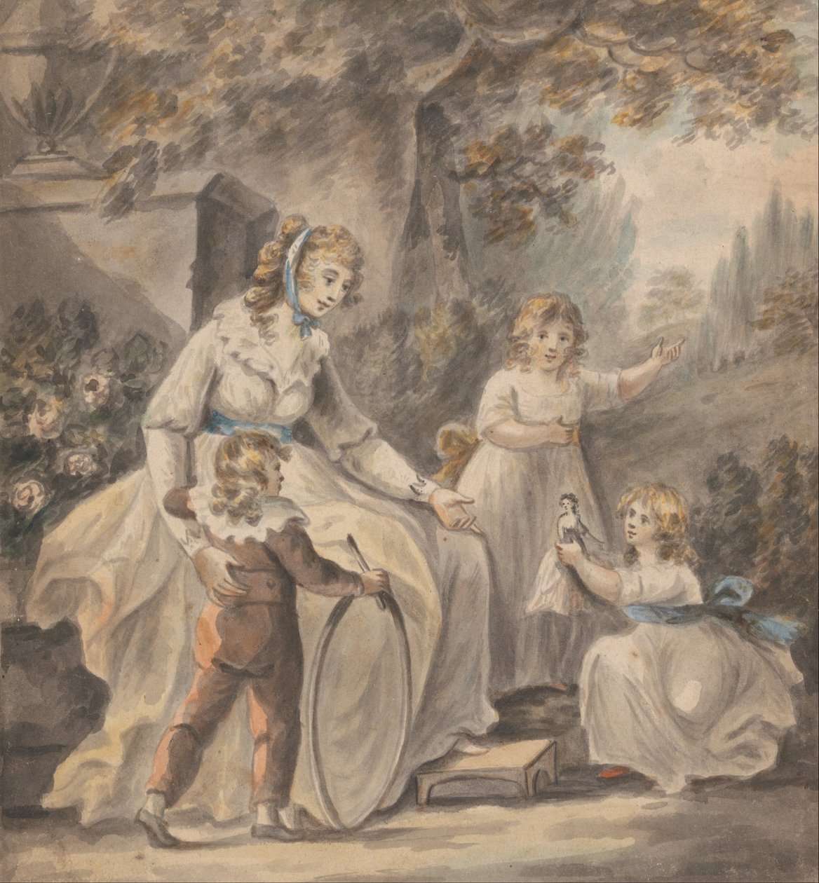 A Nurse with Three Children av Paul Sandby