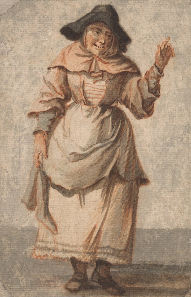 An Old Market Woman Grinning and Gesturing with her Left Hand av Paul Sandby