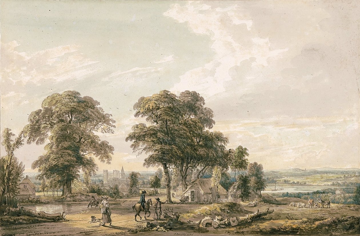 Approaching Rochester and the Medway av Paul Sandby