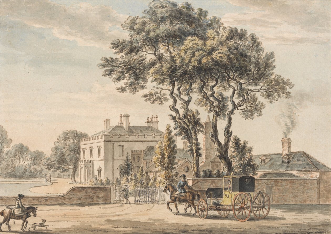 North-East View of Sir John Elvils House on Englefield Green near Egham in Surrey av Paul Sandby