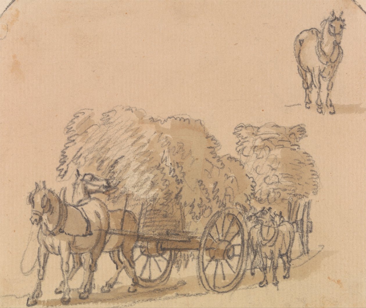Two laden Hay Carts with Horses av Paul Sandby
