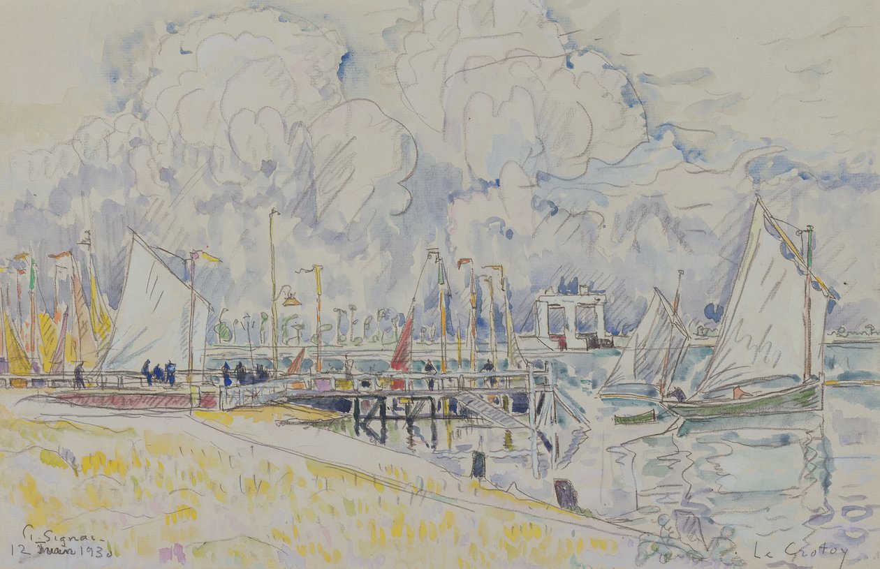 Le Crotoy, 1930 (wc med penna på papper) av Paul Signac