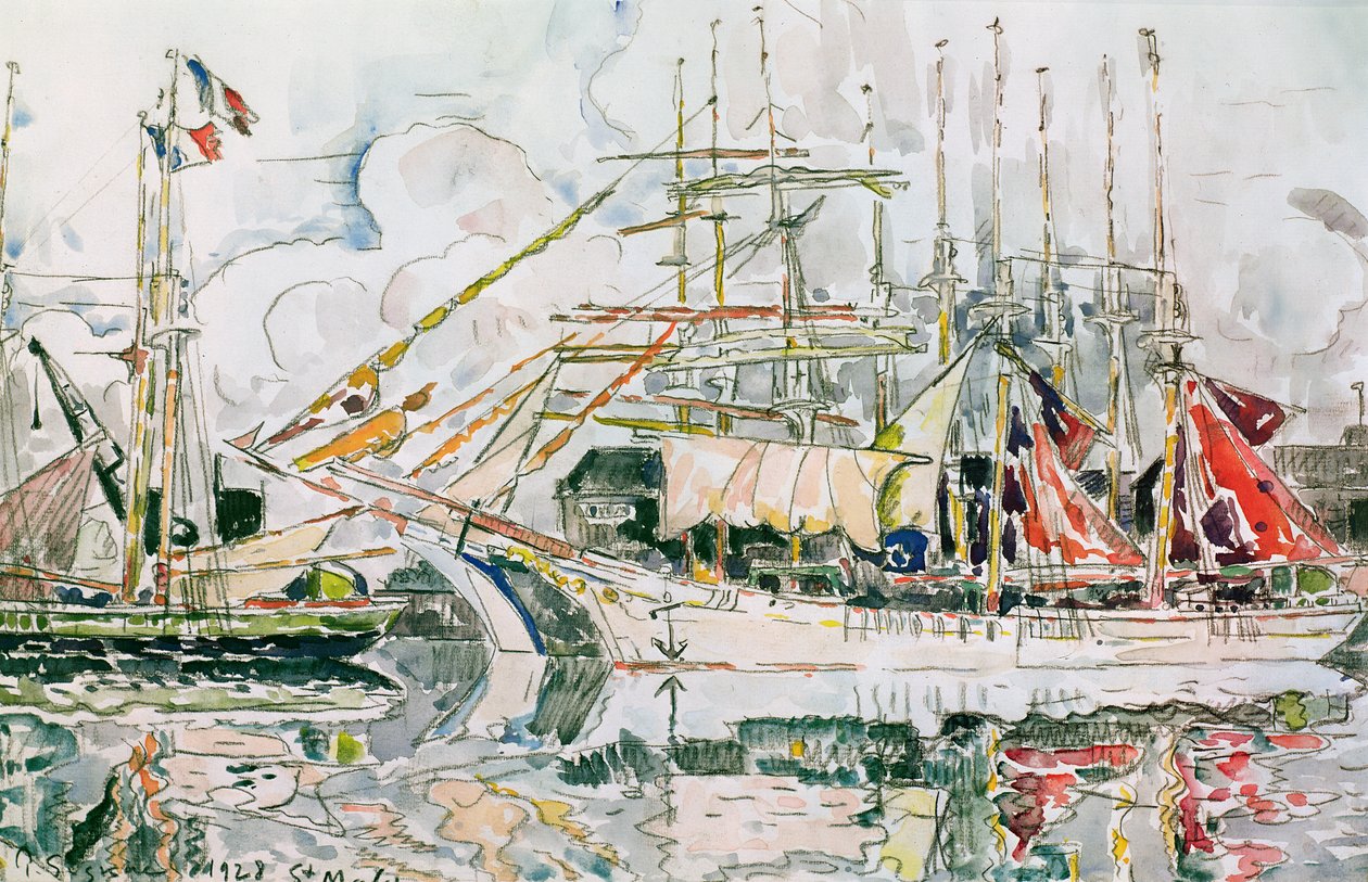Saint-Malo, 1928 (penna och wc på papper) av Paul Signac