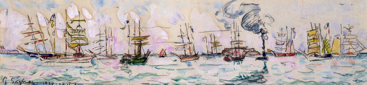 Fisketrålarnas avgång till Newfoundland, 1928 av Paul Signac