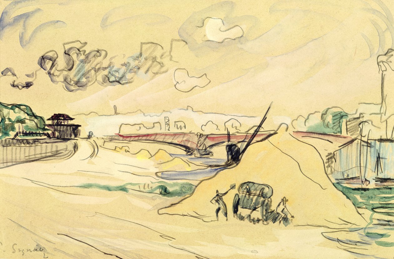 The Pile of Sand, Bercy, 1905 (penna och wc på papper) av Paul Signac