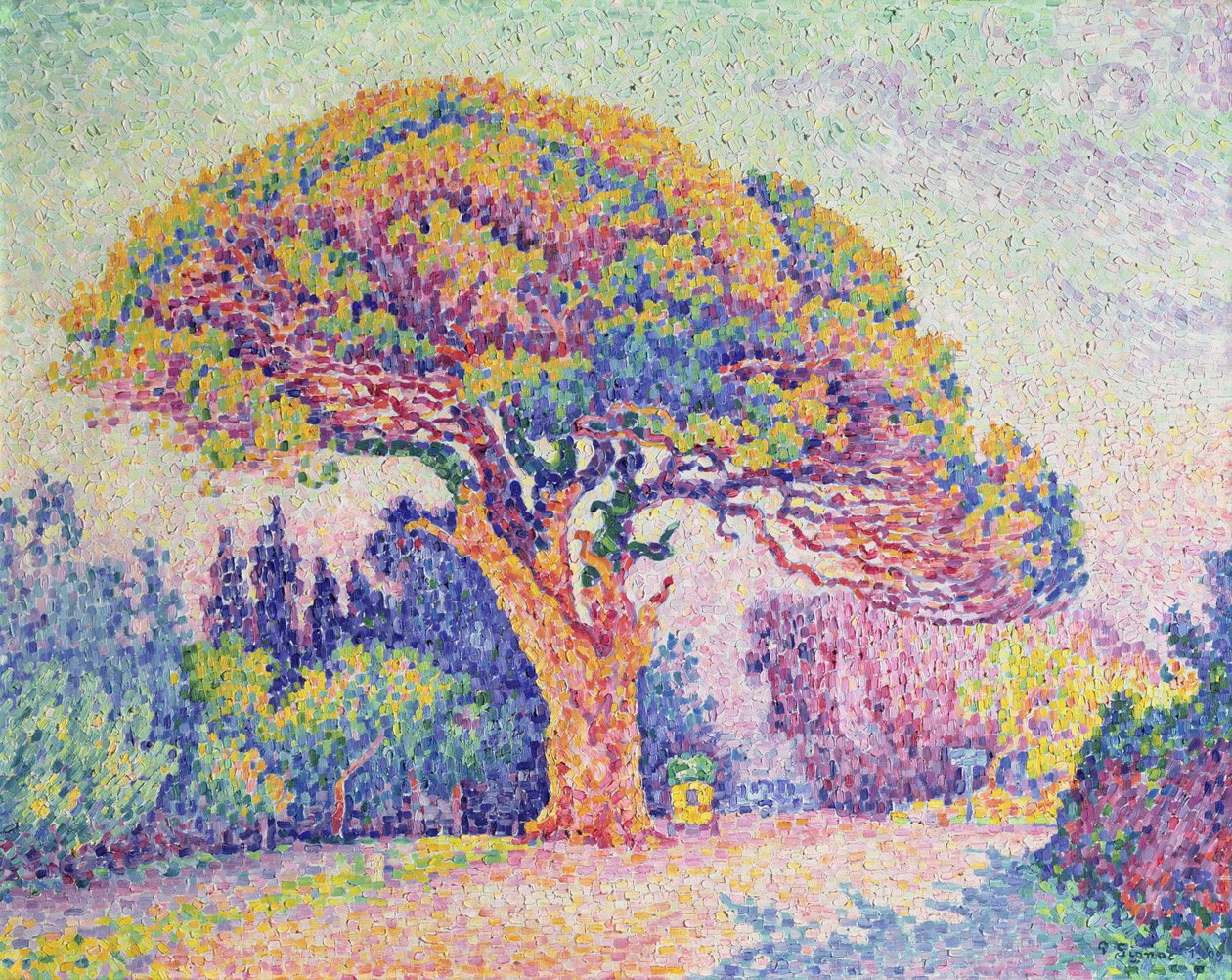 Tallsträdet i St. Tropez, 1909 av Paul Signac