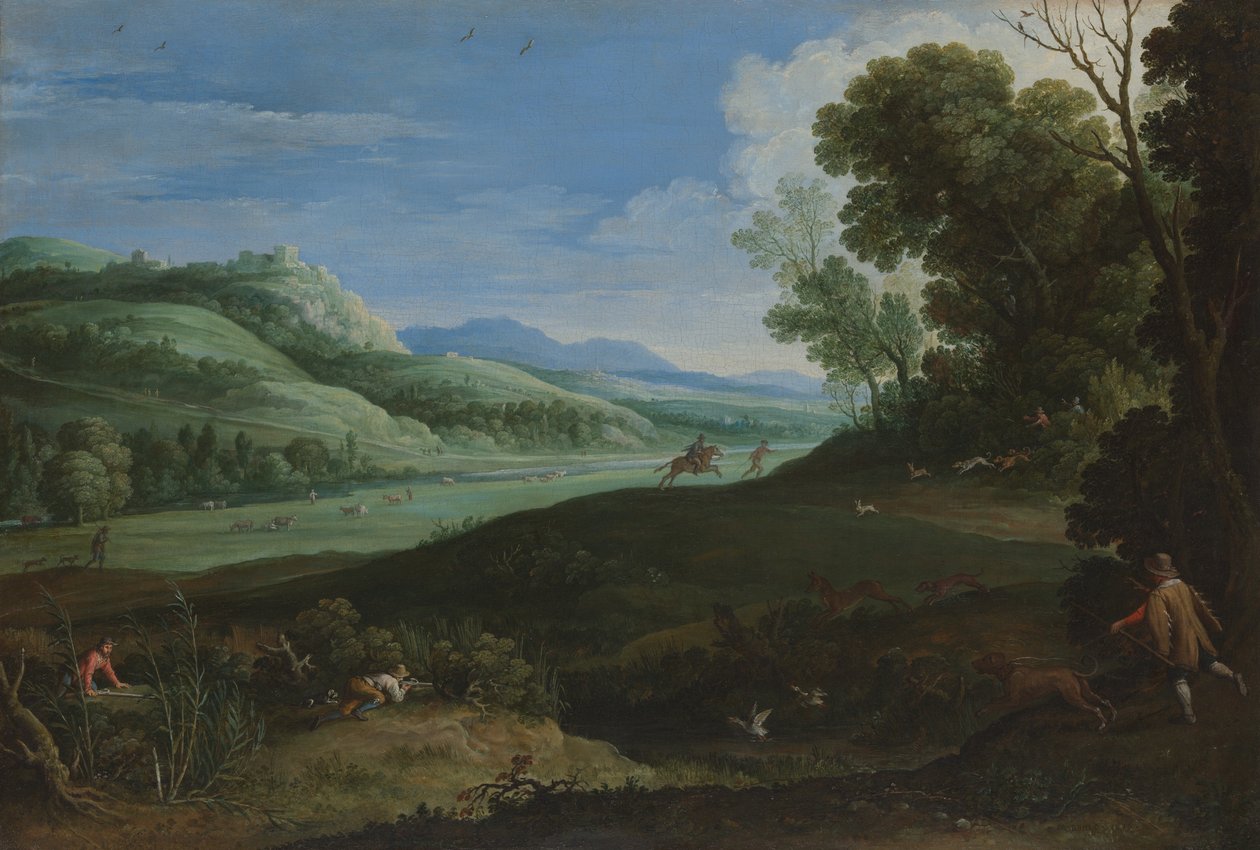 Landskap med jägare av Paul Bril