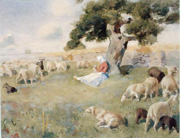 Herde med en fårflock av Paul Burman