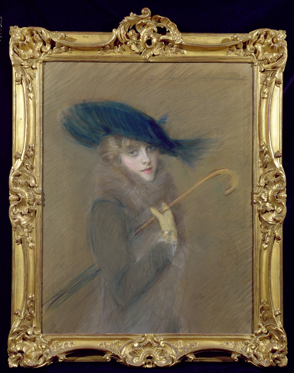 Elegant Lady (pastell på papper) av Paul Cesar Helleu