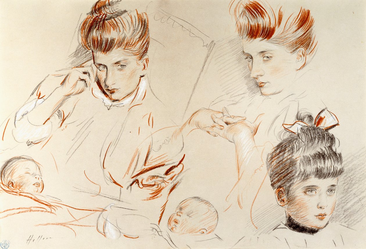 Skisser av Mme, av Paul Cesar Helleu