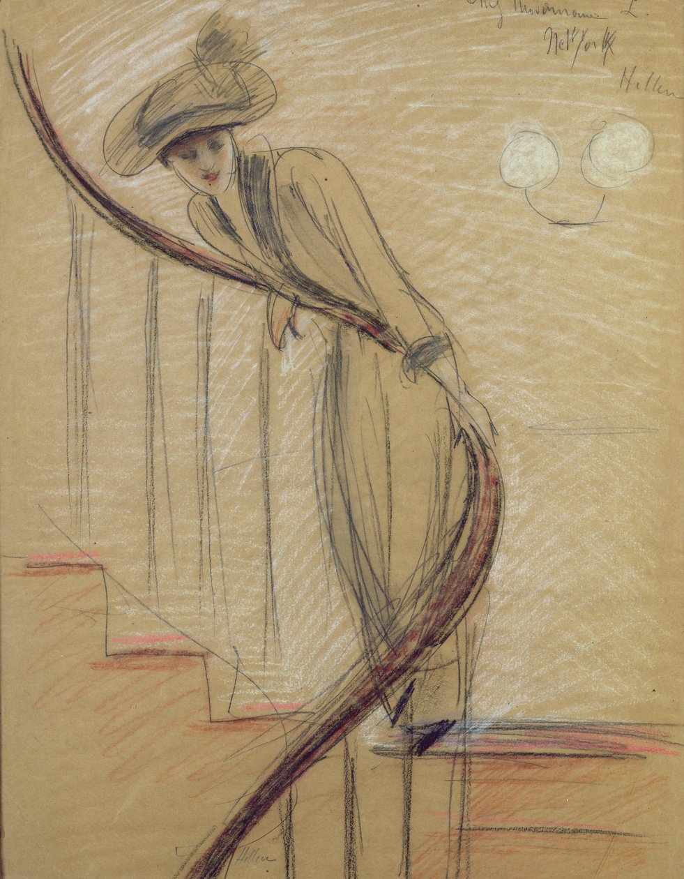 Trappan (krita på papper) av Paul Cesar Helleu
