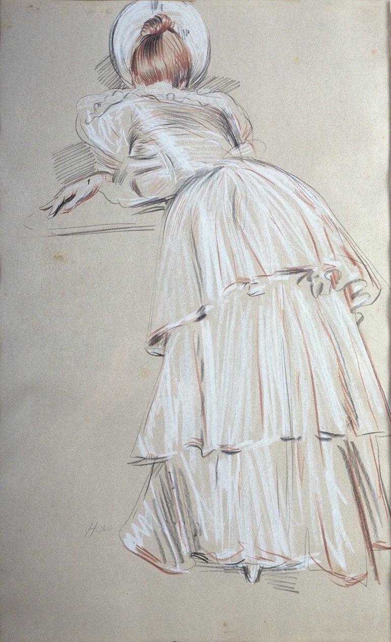 Kvinna som står lutad bakifrån (pastell) av Paul Cesar Helleu