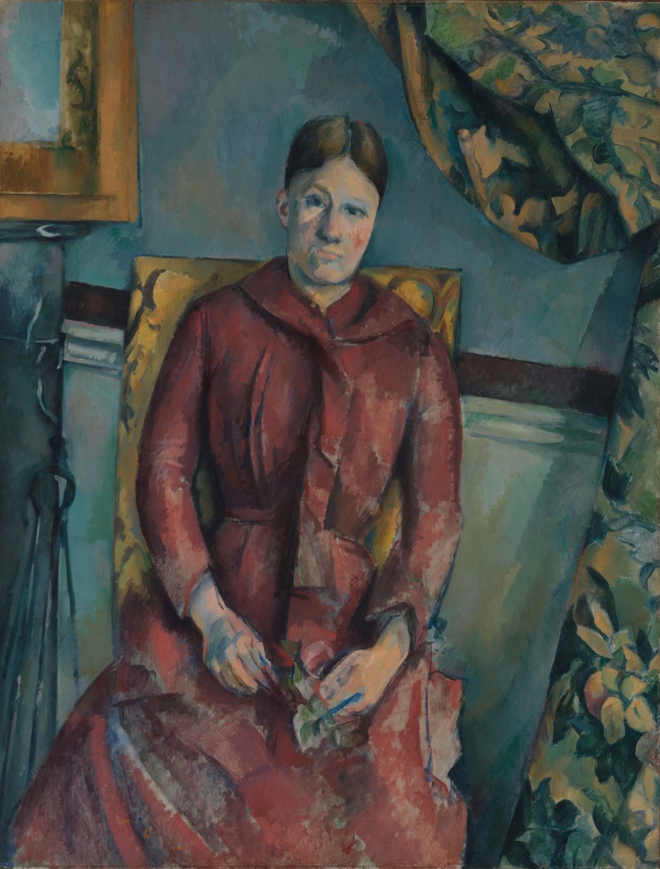 Madame Cézanne i en röd klänning av Paul Cézanne