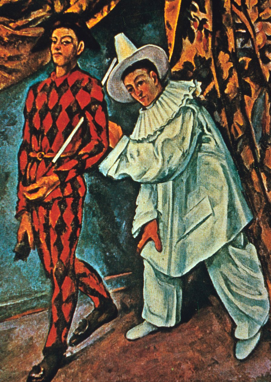 Harlequin and Pierrot, 1888 av Paul Cézanne