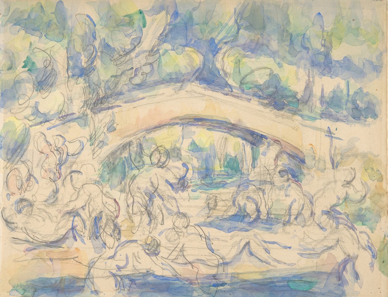 Badande under en bro recto, 1900-06. av Paul Cézanne