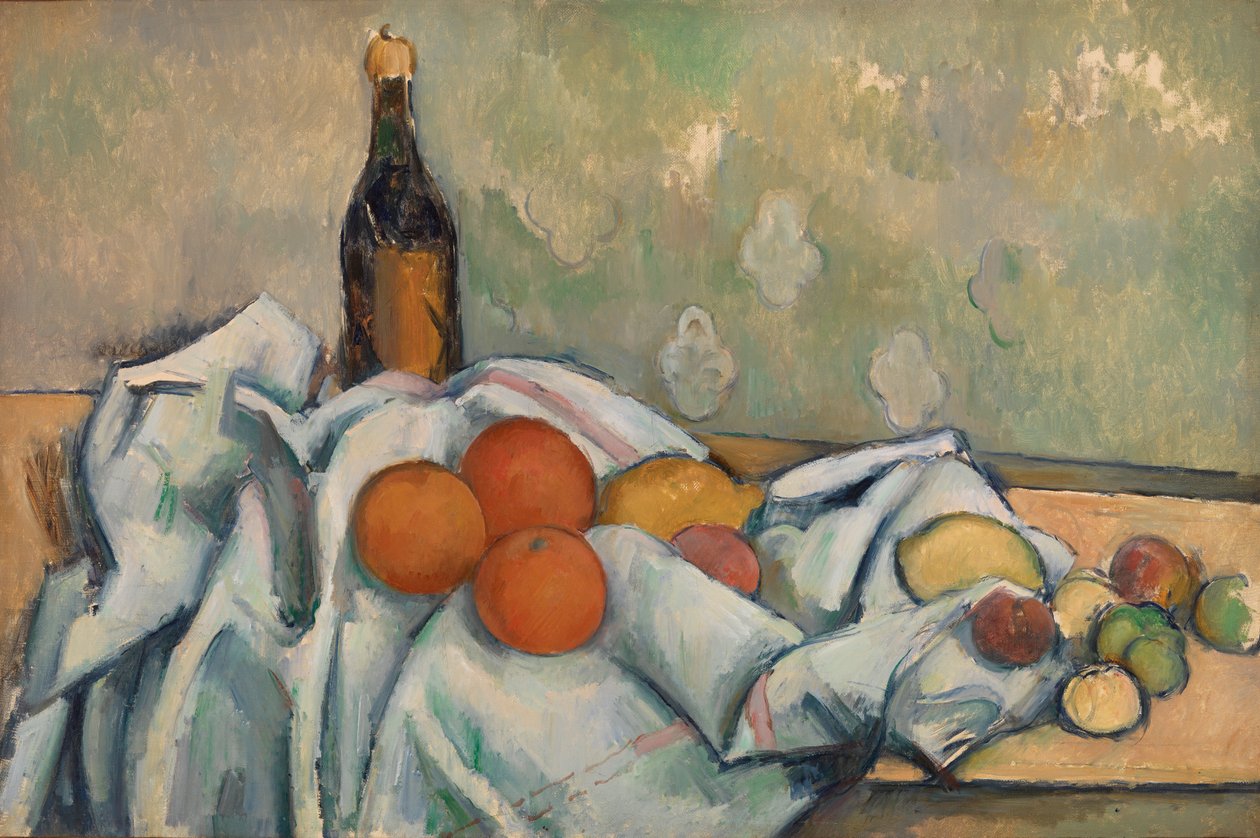 Flaska och frukt av Paul Cézanne