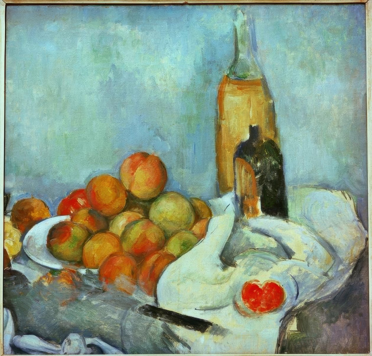 Flaskor och persikor av Paul Cézanne