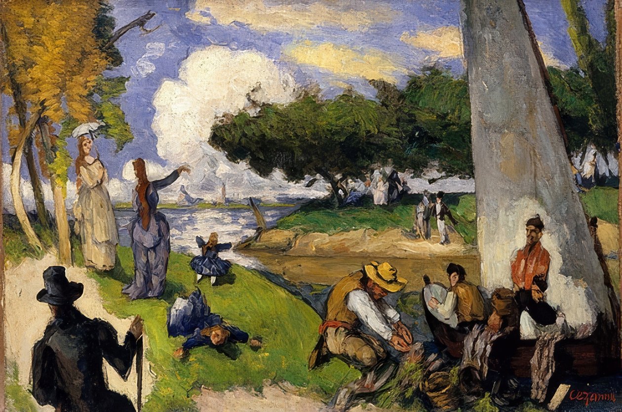 Die Fischer (Fantastisk scen). År 1875 av Paul Cézanne