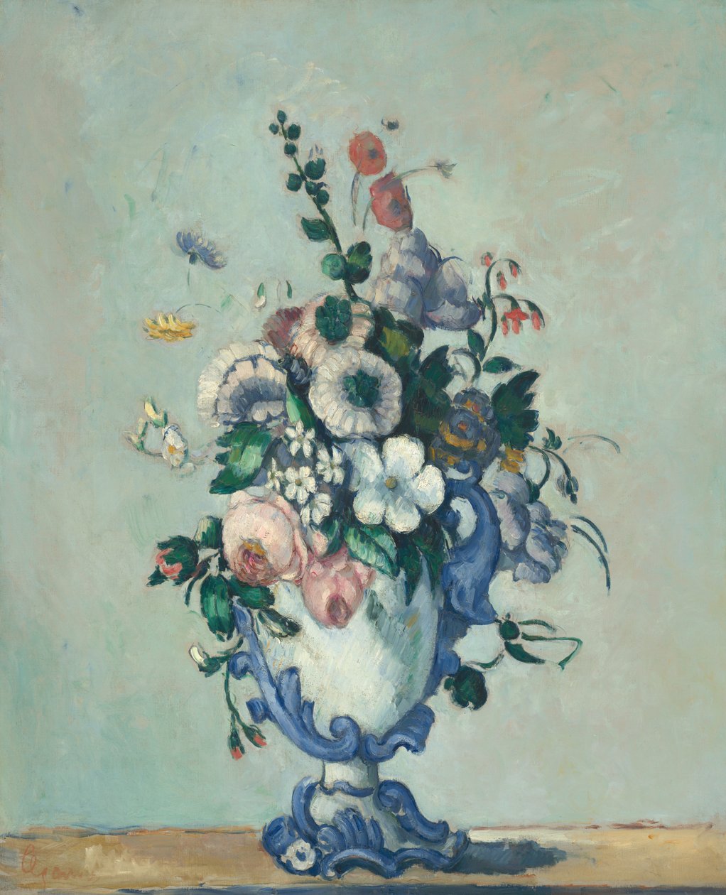 Blommor i en rokokovas av Paul Cézanne