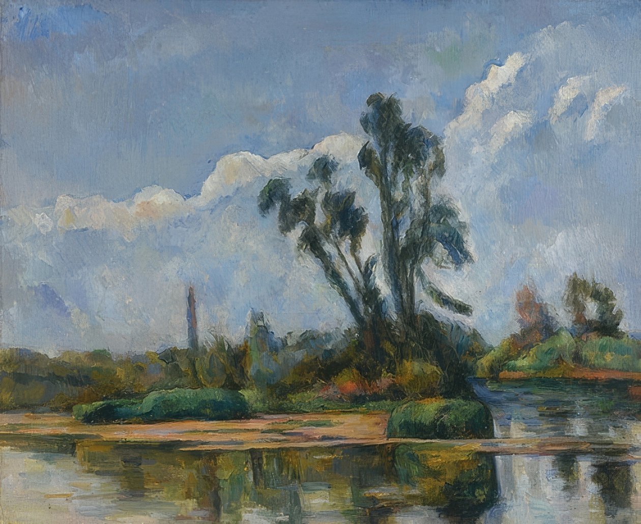 Floden. Um 1881 av Paul Cézanne