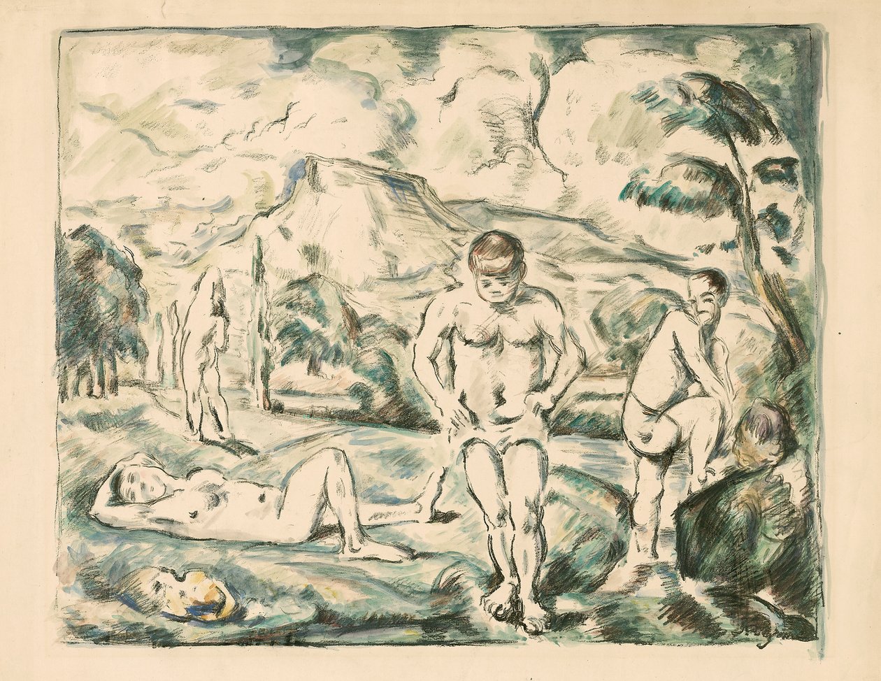 Stora badande av Paul Cézanne
